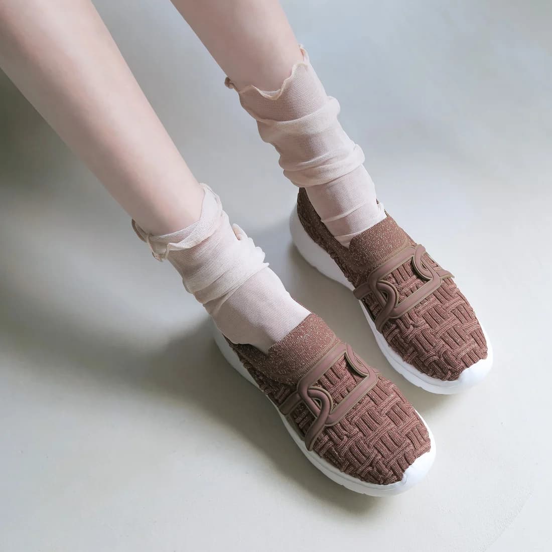 《SNEEKE》モチーフニットスリッポンスニーカー(ダークピンク)