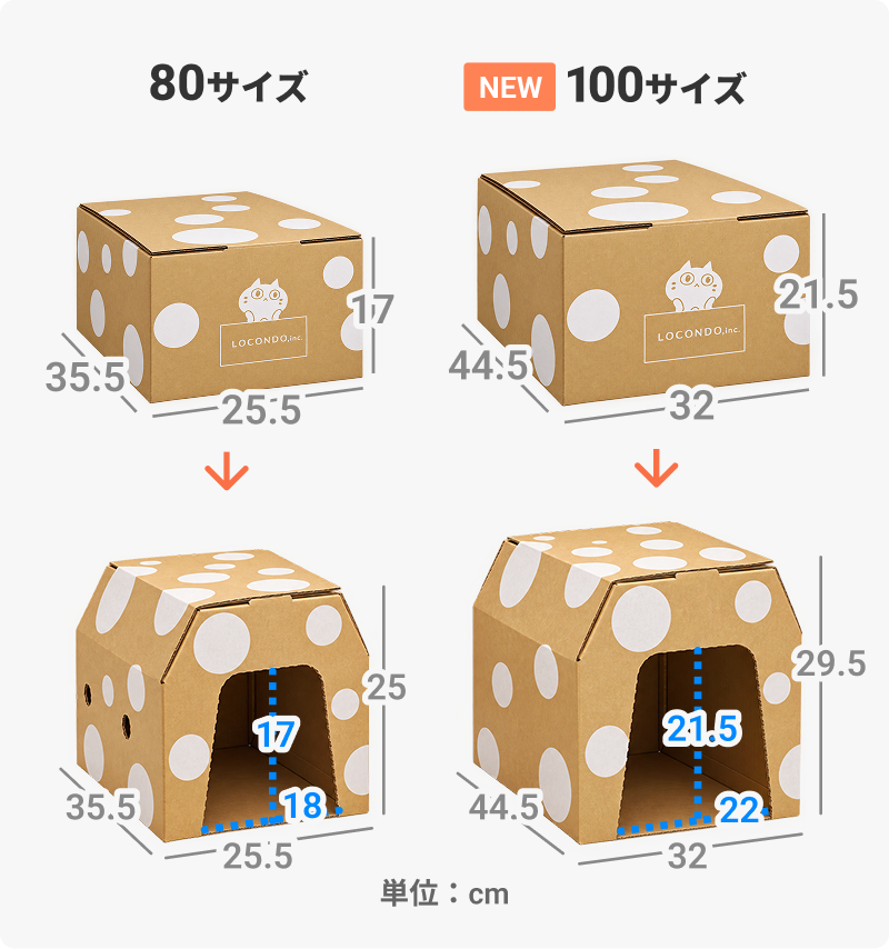 ワンにゃん段ボールのサイズ