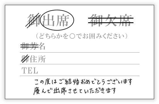 はがき 裏面 出席の場合