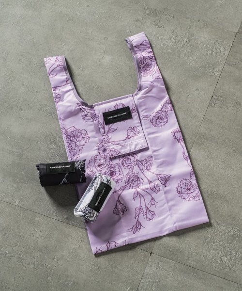 クイーンズコート 線描きフラワープリントエコバック small≪洗濯機で洗える/撥水加工≫