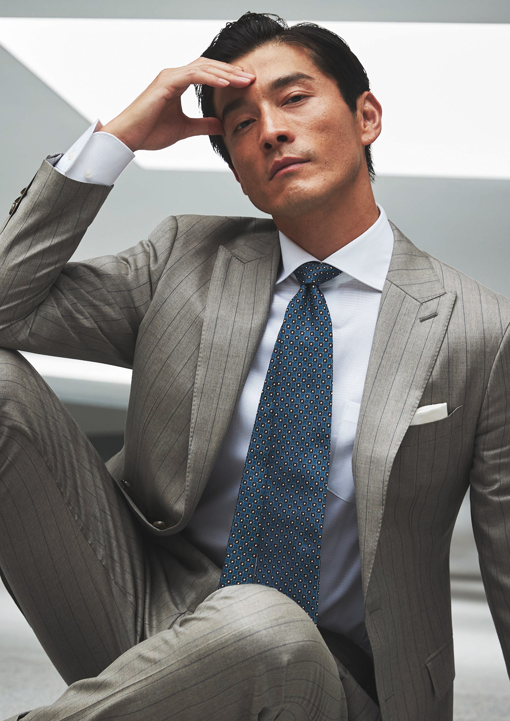 D'URBAN ダーバン AQUA TRIM 洗練都会派スタイル 上質サマーウール ピンドット柄 ウエストストレッチ パンツ スラックス 88▲030▼a0629_21 スタイリング一覧 -D\u0027URBAN | ダーバン公式オンラインストア