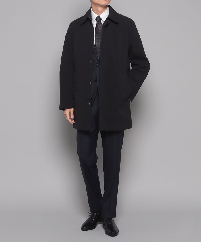 9025◆ダーバン◆定価8万 日本製 防寒 起毛ウールステンカラーコート 黒/Ｍ ステンカラーコート レディース 軽量 ウール HALENE 尾州ウール 日本製