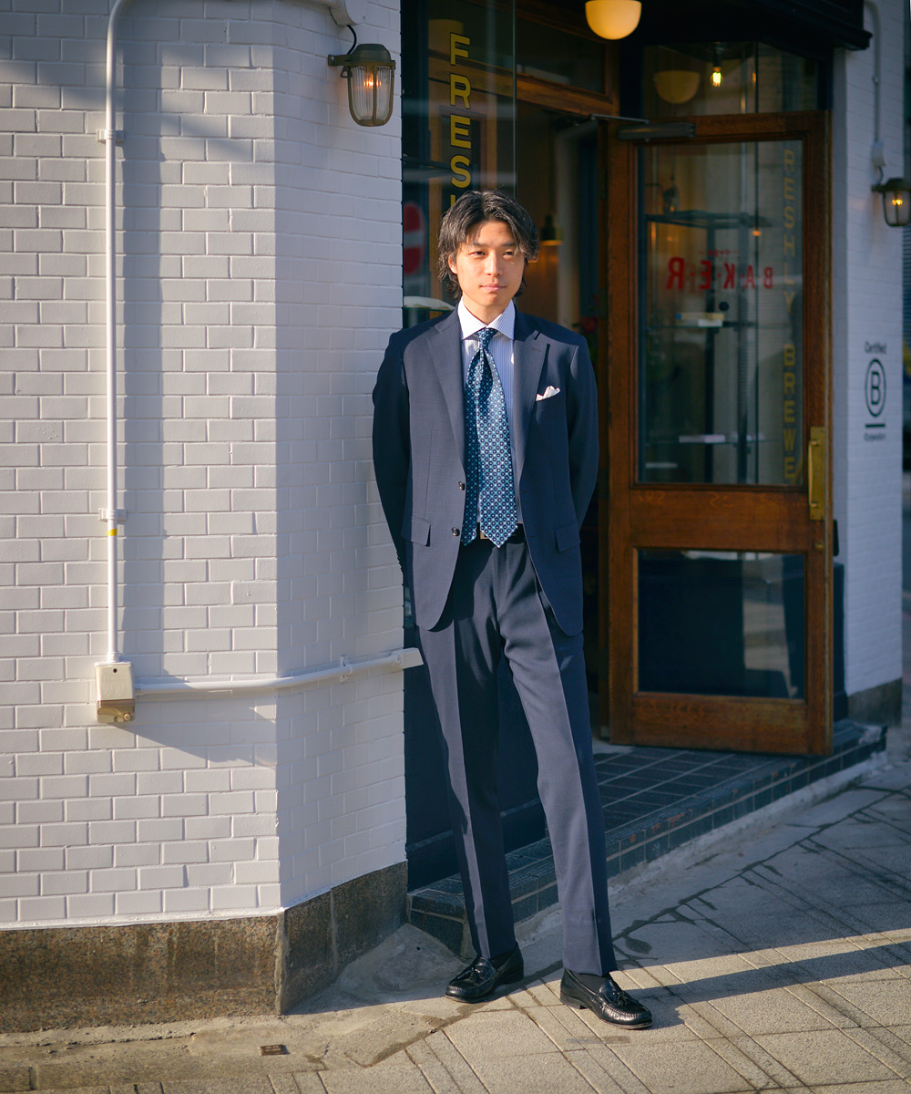 ✨美品✨D'URBAN ダークブルー ビジネススーツ MONSOON MONSOON】 カラーミックスジャケット （ブルー） -D'URBAN