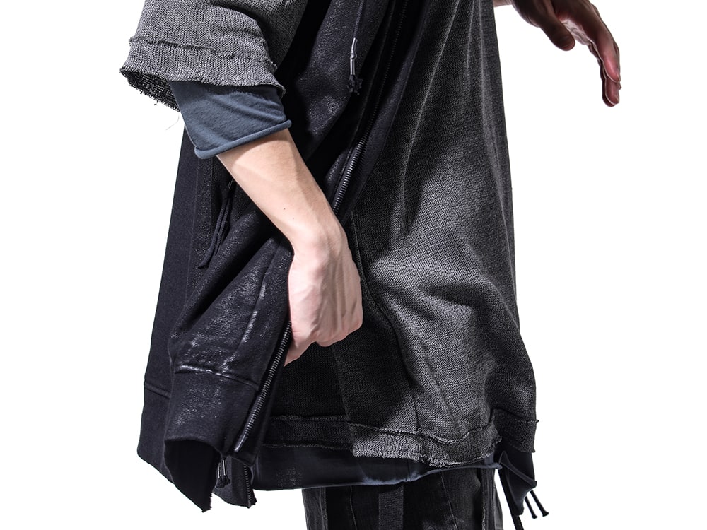 D.HYGEN 24SS(Spring Summer)  - Japanese and rayon knit - ST101-0424S Untwisted Fleece-Line Coated Hooded Vest ST101-1124S Washi x Rayon Knit Layered T-Shirt 2-007