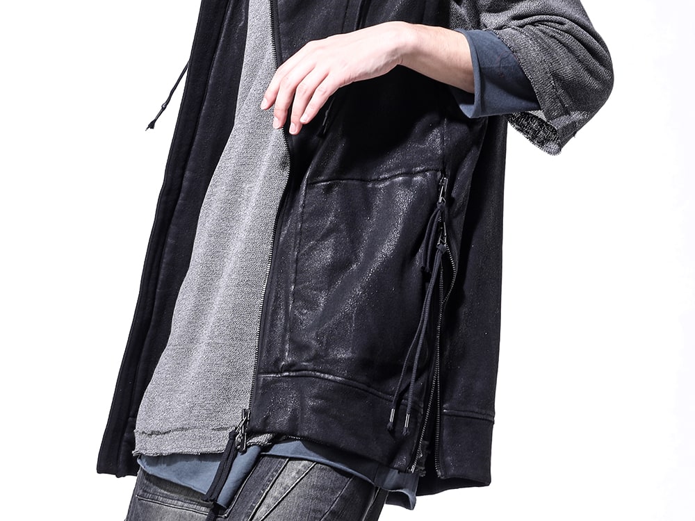 D.HYGEN 24SS(Spring Summer)  - Japanese and rayon knit - ST101-0424S Untwisted Fleece-Line Coated Hooded Vest ST101-1124S Washi x Rayon Knit Layered T-Shirt 2-008