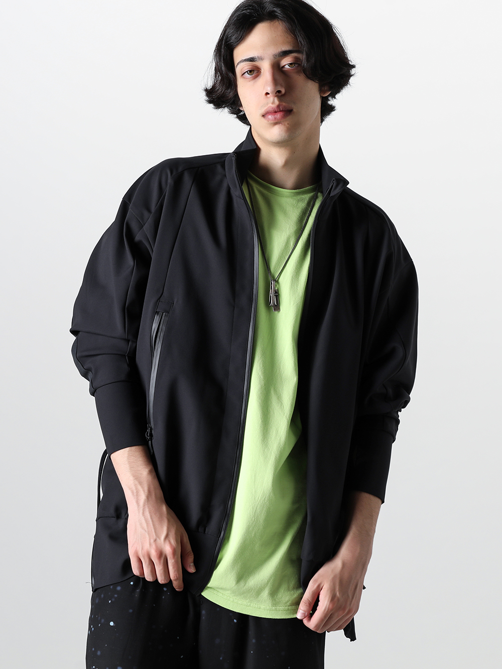 RIPVANWINKLE - RIPVANWINKLE 24SS - Wayne Track Jacket Coordinates double name piece with Cherry Sunburst - RW-618 - Line Trackjacket - RW-631-Lime - Dolman-T Lime - M3874 - Necklace Tape Tag 2-001