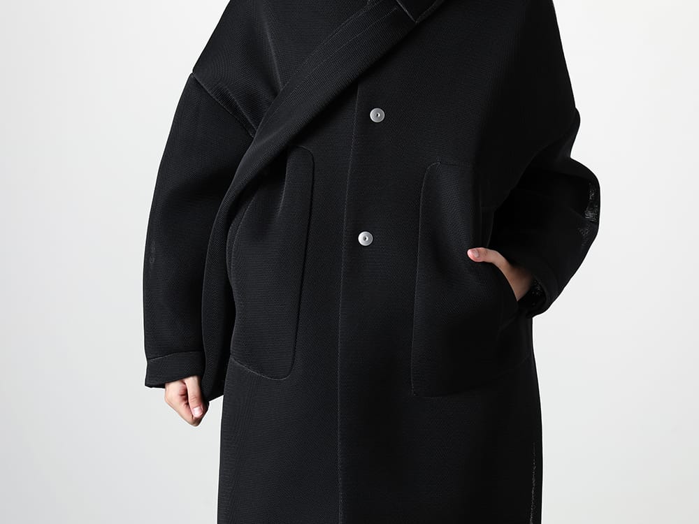 Omar Afridi 24SS  - Single-Breasted Coat with Mesh Material - SS24-CT-101-01 - Pleo Balmacaan Coat Filter Mesh- SS24-BAG-101-03 - Body Shoulder Bag Filter Mesh 2-004
