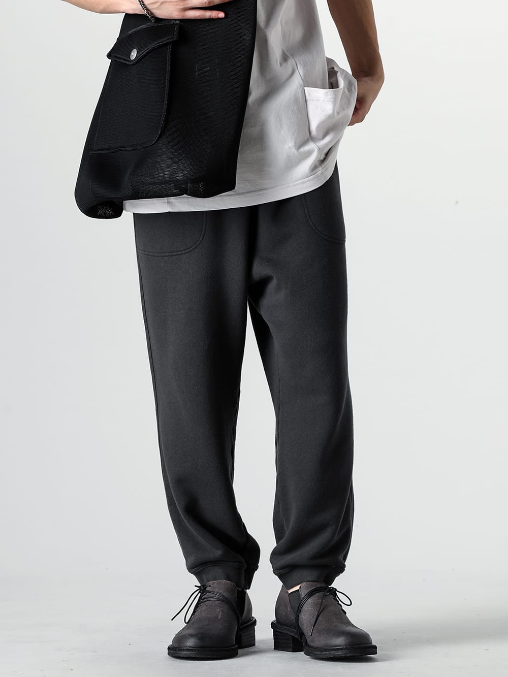 O PROJECT 24SS - Three-Dimensional Sweatpants - O17SWP1-BLACK - SWEATPANTS Loopwheel Sweat BLACK BLACK - VI-3757-09-D-Gray - Diagonal Lace-up Derby Shoes D.Gray 3-001
