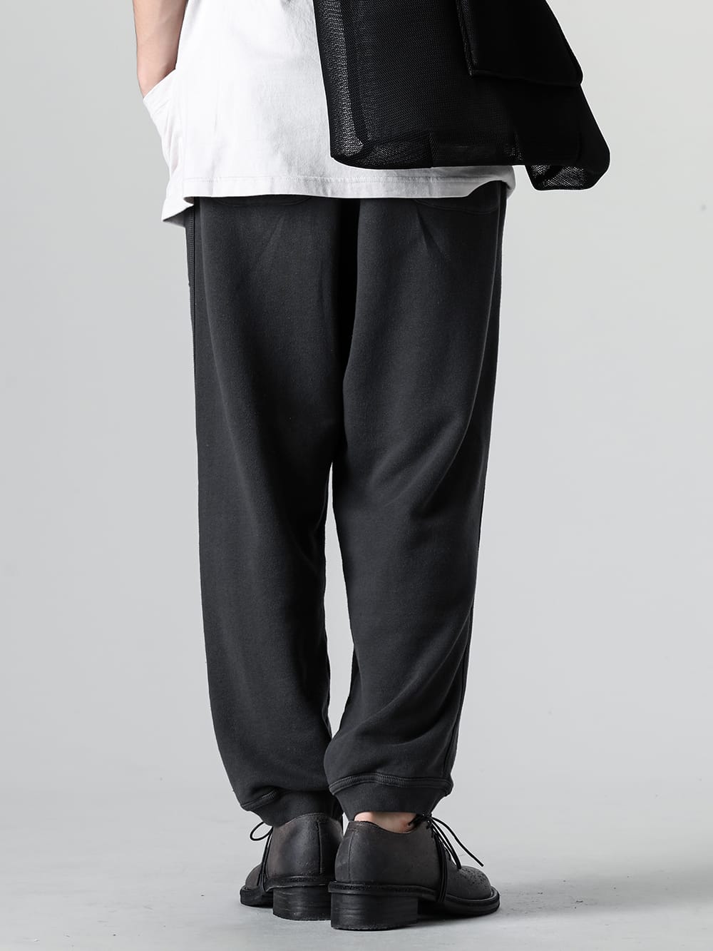 O PROJECT 24SS - Three-Dimensional Sweatpants - O17SWP1-BLACK - SWEATPANTS Loopwheel Sweat BLACK BLACK - VI-3757-09-D-Gray - Diagonal Lace-up Derby Shoes D.Gray 3-002