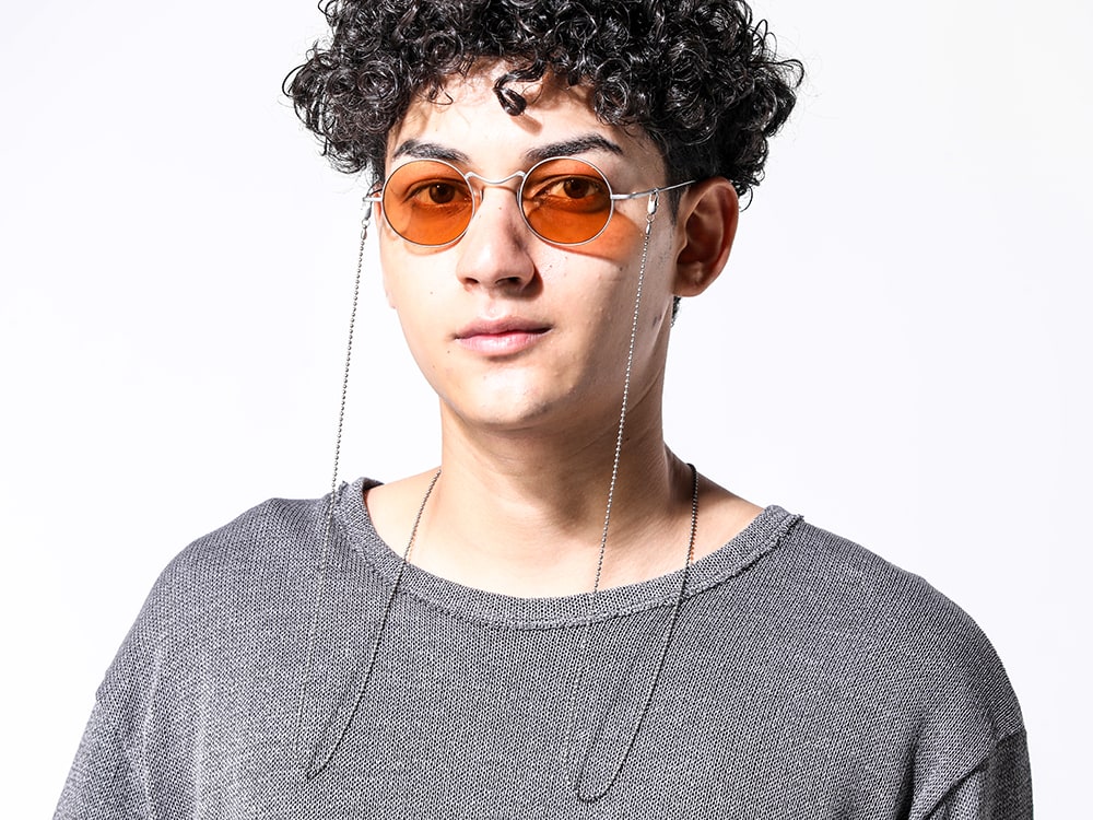 リガーズ 2024-25AW - D.HYGEN Layered T-shirt for comfortable wear with washi paper and rayon knit - RG00UW14 a.silver × salmon(Round Flame Sunglasses A.Silver × Salmon) - 2-008