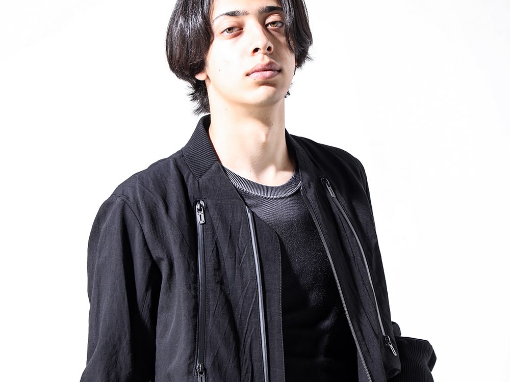 Julius / D.HYGEN 2024-25AW - Bomber jacket featuring material full of D.HYGEN's charm - ST104-0724S(Salt-Shrunk Washed Dobby Border Bomber Jacket) 867CUM8-P( Printed Rayon Stretch Rib Short Sleeve T-shirt) - 2-004
