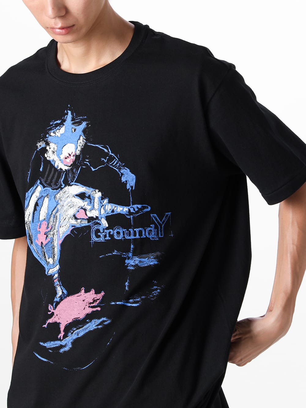Ground Y - Ground Y - 24-25AW - Ground Y 2024-25AW Collection styling No.6 - GO-T55-070 black - Clown Short Sleeve T-Shirt 6-002
