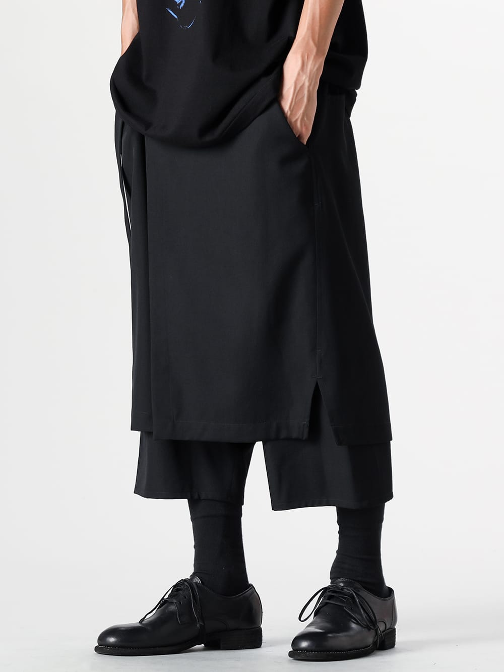 Ground Y - Ground Y - 24-25AW - Ground Y 2024-25AW Collection styling No.6 - GO-P01-100 black - Lap Pants 6-003