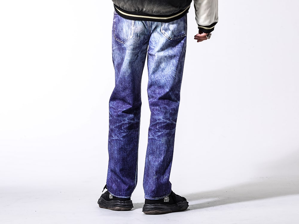 Maison Mihara Yasuhiro / Talking About the Abstraction 2024-25AW - Functional, stress-free denim print easy pants with a focus on aesthetic and utility - NTP-PT-001(Denim Print Staright Pants) A08FW735 black/black(BLAKEY Original Sole Canvas Low Cut Sneaker Black/Black) - 3-003