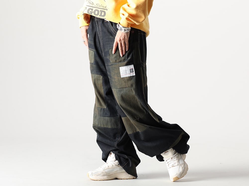 メゾン ミハラヤスヒロ / アディダス 2024-25AW - パッチワークデザインが魅力的なデニムパンツとボリュームがあるシックな同系色のスニーカー - A13PT024(Patchwork Jeans) AJGV9200 wonder white(ASTIR W) - 3-002