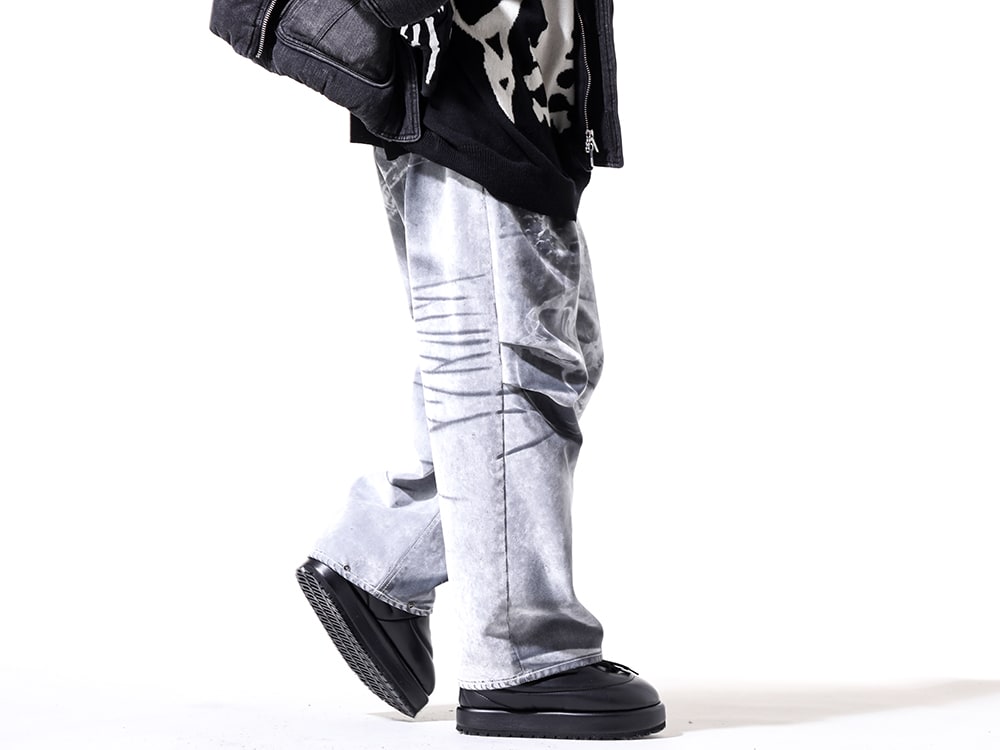 PDF 2024-25AW - Baggy Pants with Flock Processing on Tie-Dye Fabric - DFM03002TF114W0015(Fat Angelo) DFM45003S0003PX black(Lace Up Embroidery Nuvola - Pluto Leather Black) - 3-002