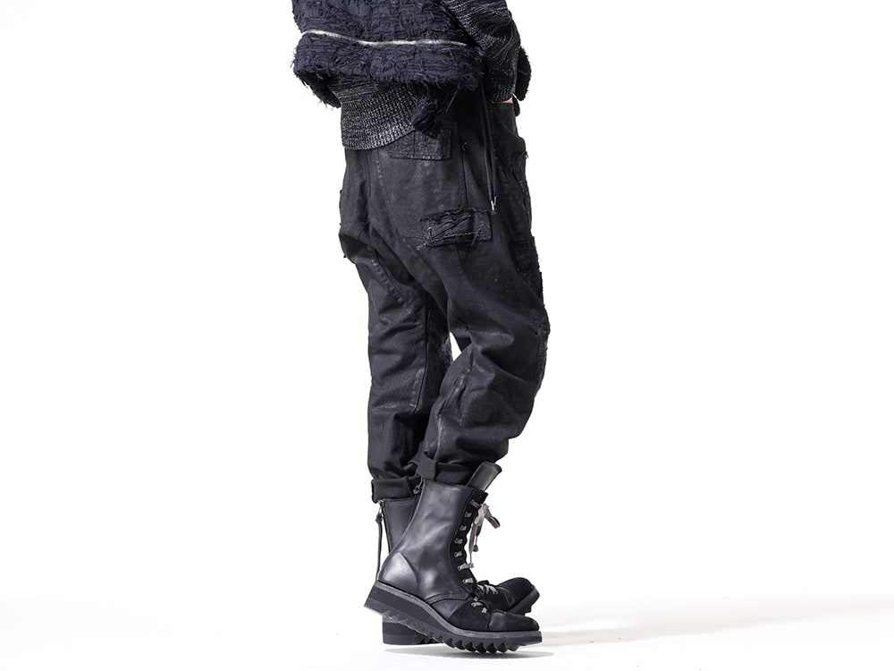 ディーハイゲン 2024-25AW - コーティング加工を施したクロップドデニムパンツ - ST107-0324A(Product Coated Stretch Denim Damage Repair Cropped Pants) ST109-0124A(Horse Leather Shark Sole Lace-Up Boots) - 3-002