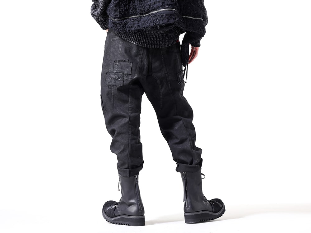 ディーハイゲン 2024-25AW - コーティング加工を施したクロップドデニムパンツ - ST107-0324A(Product Coated Stretch Denim Damage Repair Cropped Pants) ST109-0124A(Horse Leather Shark Sole Lace-Up Boots) - 3-003