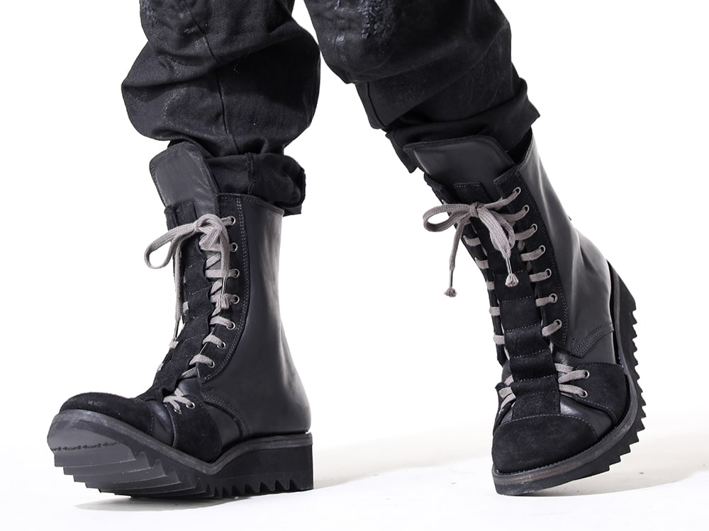 ディーハイゲン 2024-25AW - コーティング加工を施したクロップドデニムパンツ - ST109-0124A(Horse Leather Shark Sole Lace-Up Boots) - 3-006