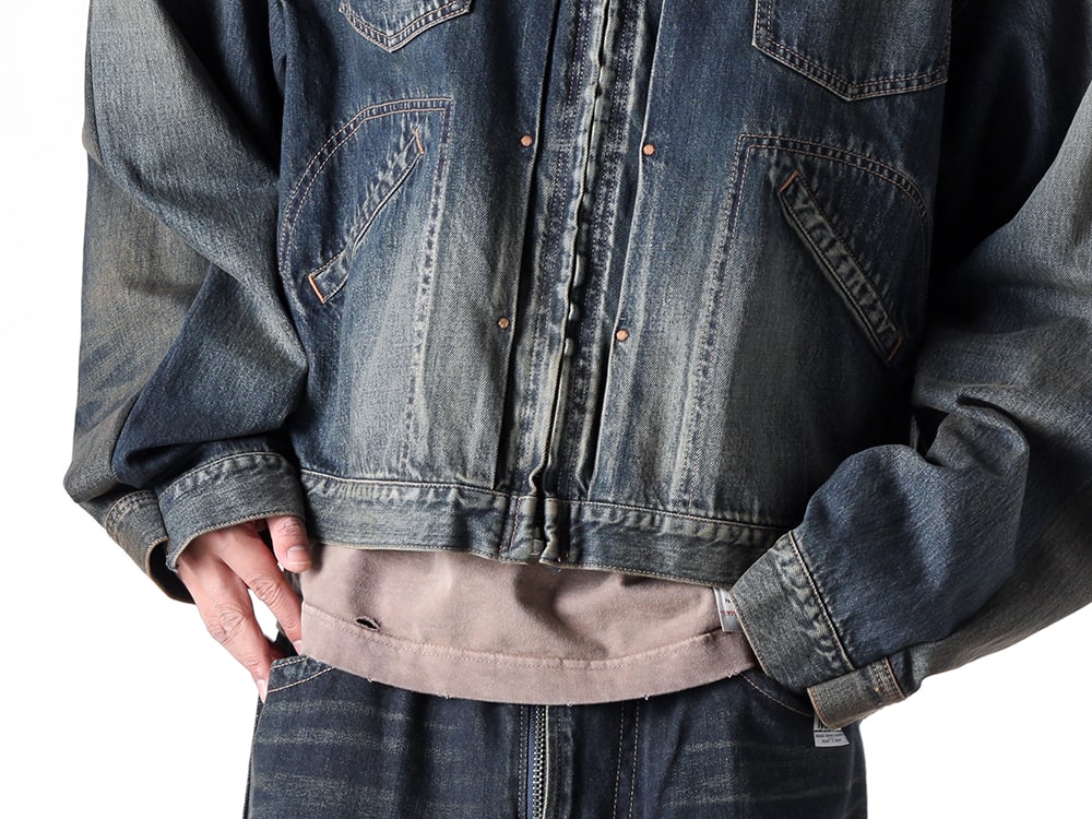 Maison MIHARA YASUHIRO 2025SS - Maison MIHARA YASUHIRO 2Way Denim Jacket: Versatile Styling - A14BL021 indigo(BOTH FRONTS DENIM JACKET INDIGO) - 2-014