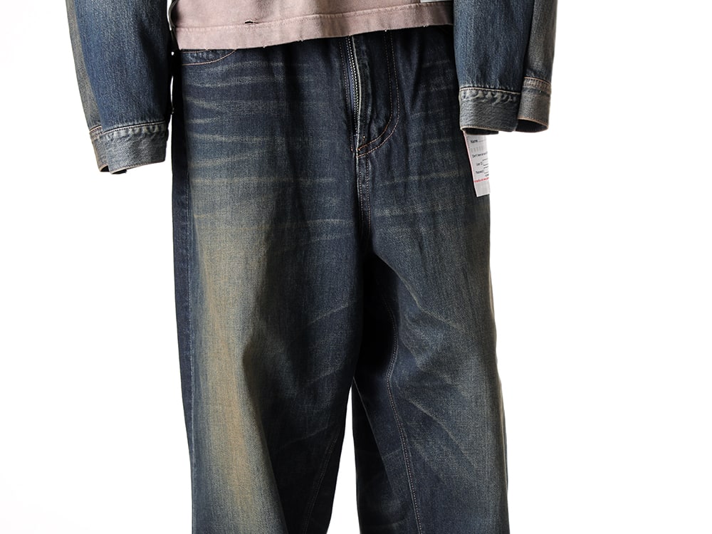 Maison MIHARA YASUHIRO 2025SS - Wide Denim Pants with Rich Texture and Vintage Sole Sneakers - A14PT023 indigo(AMATEUR SEWN WIDE JEANS INDIGO) - 3-004