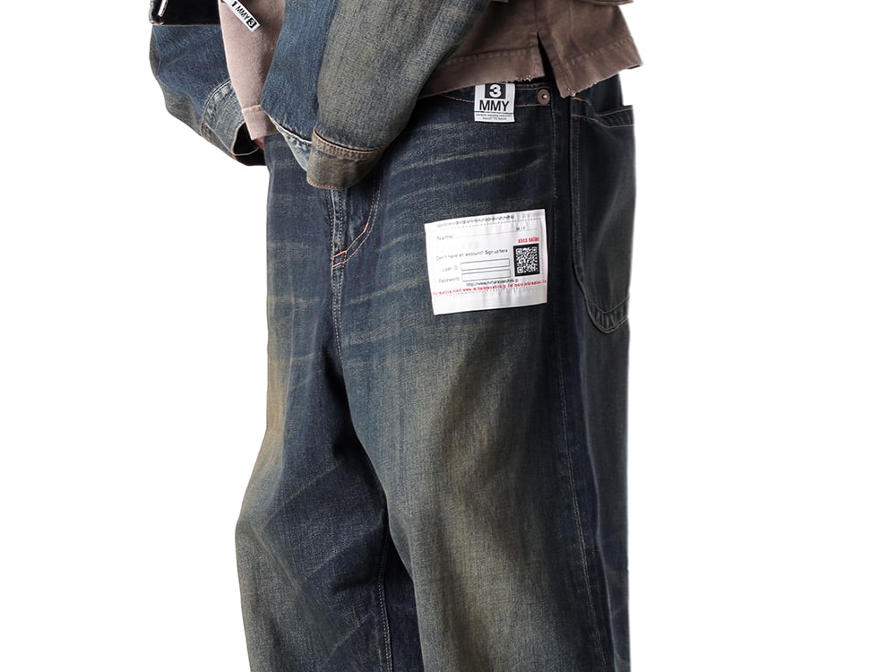 Maison MIHARA YASUHIRO 2025SS - Wide Denim Pants with Rich Texture and Vintage Sole Sneakers - A14PT023 indigo(AMATEUR SEWN WIDE JEANS INDIGO) - 3-005