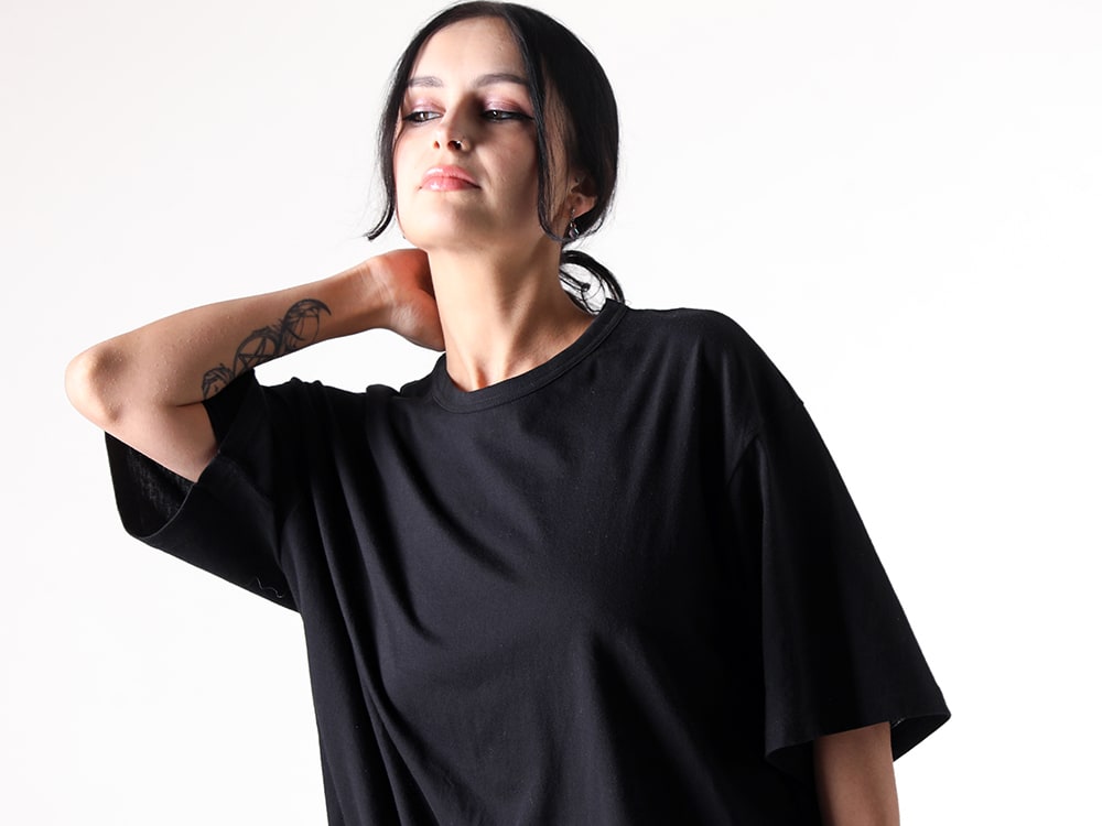 Yohji Yamamoto 2025SS - A Top with Soft Fabric and Design Paired with a Structured Backpack - FP-T98-093(PT BIG Short Sleeve T-Shirt) - 2-005