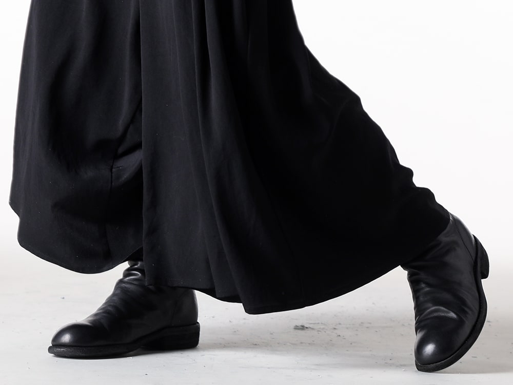 GUIDI 2025SS - Skirt-Like Pants with an Elegant Impression Paired with GUIDI 988X Back-Zip Boots - 988X8Back Zip Boots Single Sole Wide Model) - 3-005
