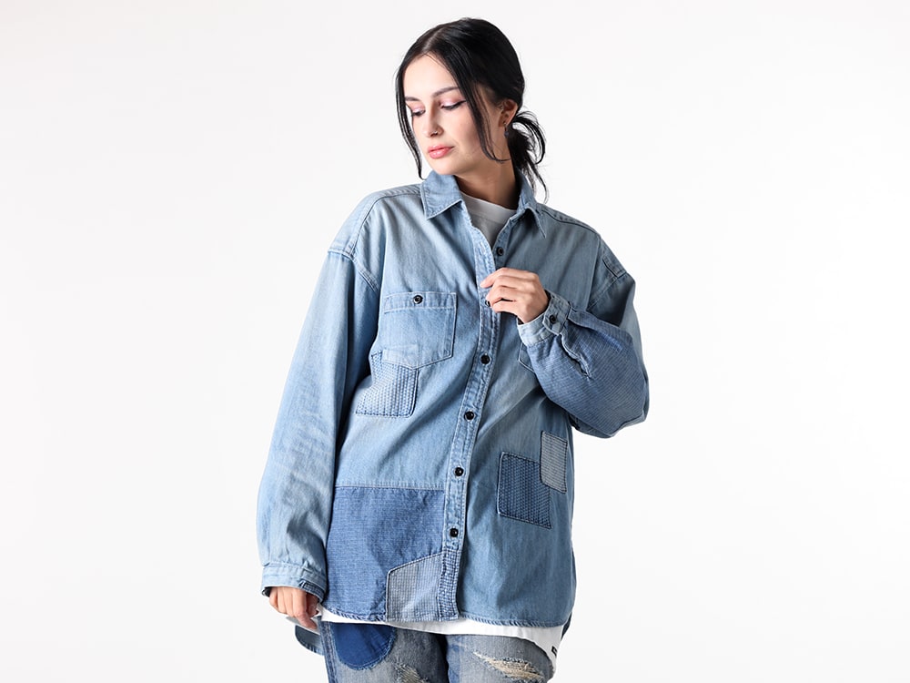 FDMTL 2025SS - Vivid Hues and Washed Finish Denim Shirt - FA25/SH11WU(WOMENS FIT DENIM SHIRT 3YR WASH) - 2-001