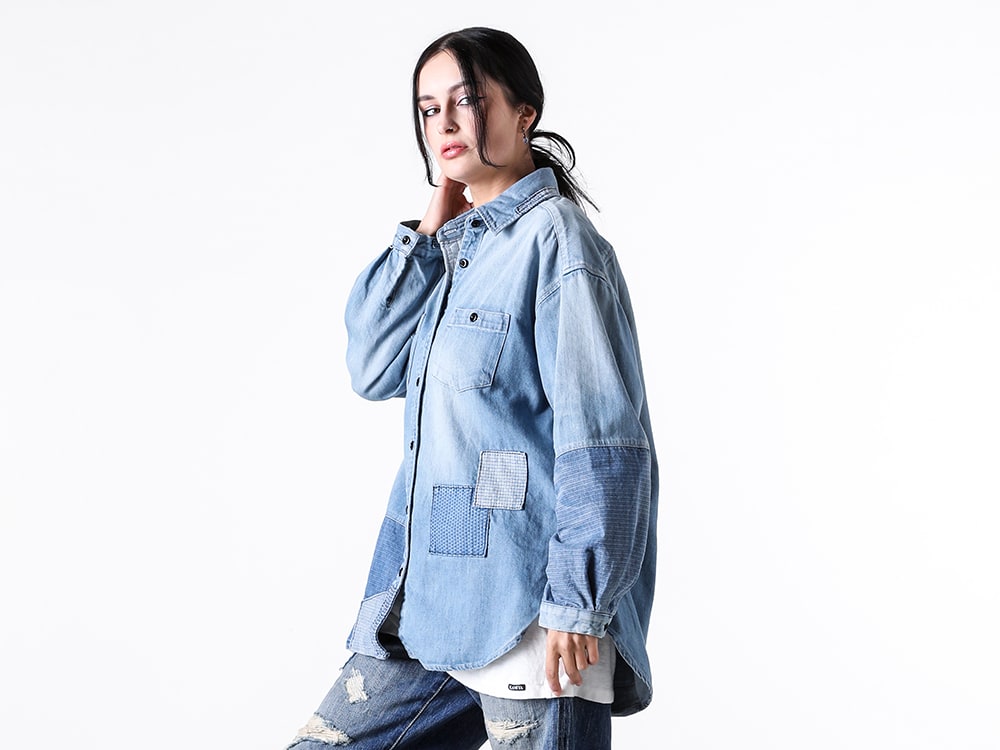 FDMTL 2025SS - Vivid Hues and Washed Finish Denim Shirt - FA25/SH11WU(WOMENS FIT DENIM SHIRT 3YR WASH) - 2-002