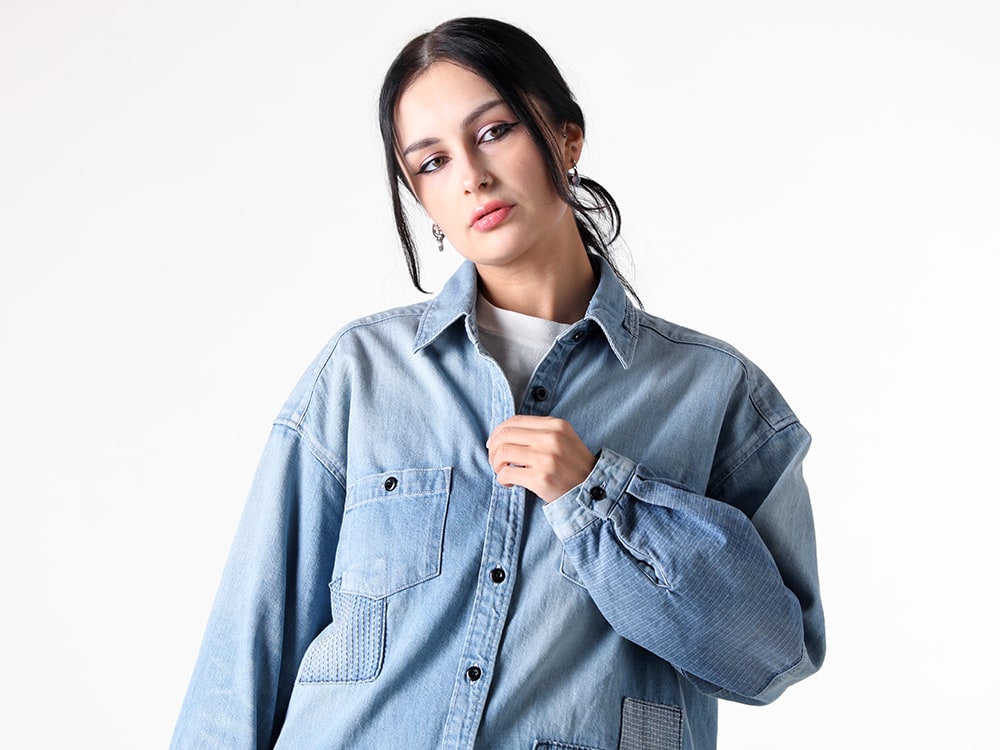 FDMTL 2025SS - Vivid Hues and Washed Finish Denim Shirt - FA25/SH11WU(WOMENS FIT DENIM SHIRT 3YR WASH) - 2-005