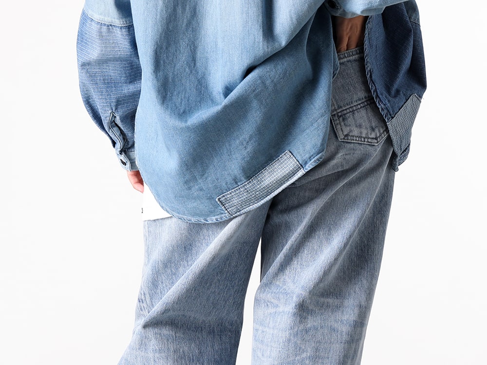 FDMTL 2025SS - FDMTL Signature Used Processing Denim Pants & Maison MIHARA YASUHIRO PETERSON Original Sneakers - FA25/WMF11(WOMENS FIT FLARE DENIM LIGHT WASH) - 3-005