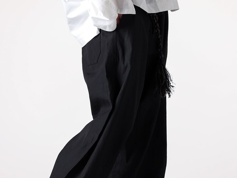 JAN-JAN VAN ESSCHE 2025SS - Six-Pocket Pants Inspired by Workwear - TROUSERS 84(Oversized 6-Pocket Workwear Style Trousers - Coated Cloth) BELT 3(Twisted Belt Dark) - 3-005
