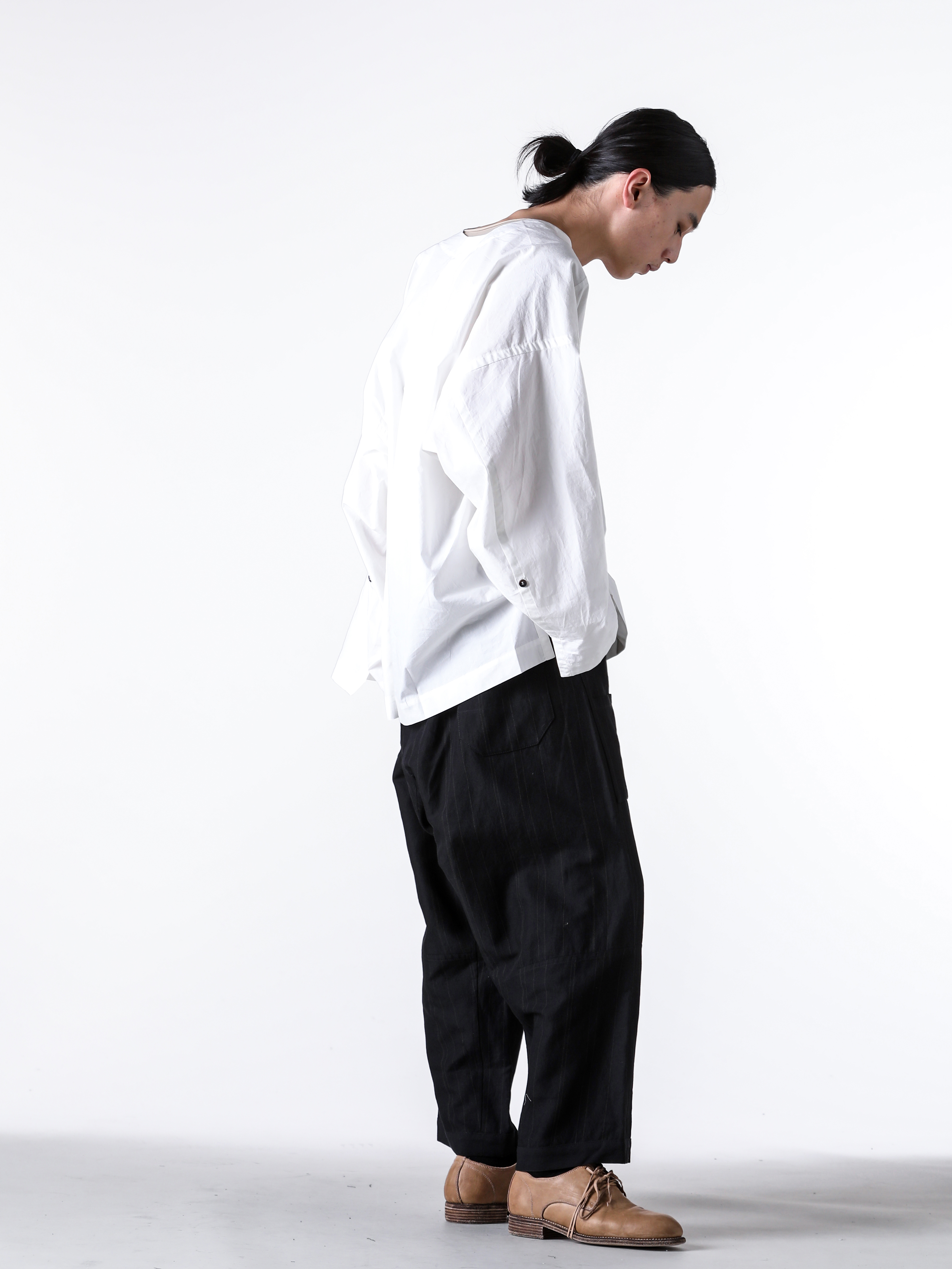 JAN-JANVANESSCHE - 2025SS Tops - Oversized Long Sleeve Tunic With Roll-Up Sleeves （White） - TUNIC 38-Cotton Hemp Poplin 1-0011