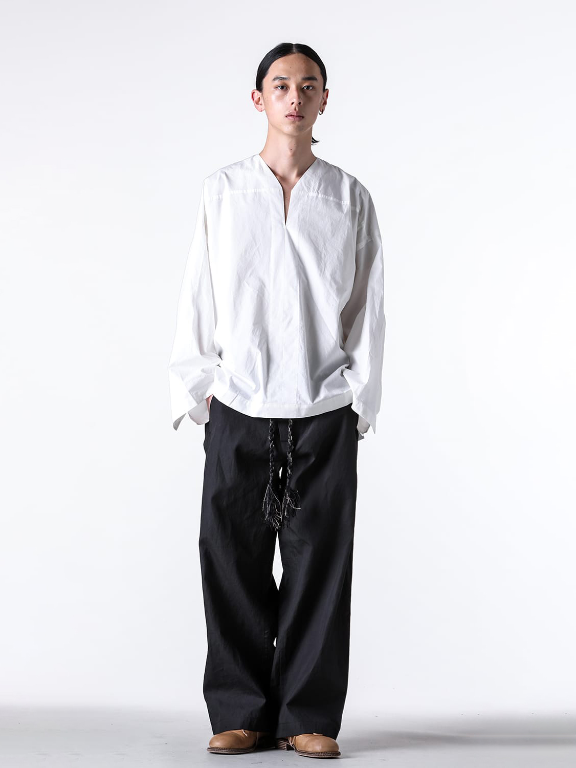 JAN-JANVANESSCHE - 2025SS Pants - Oversized 6-Pocket Workwear Style Trousers - Cavalry Twill （Tar Black） - TROUSERS 84-Cavalry Twill 2-010