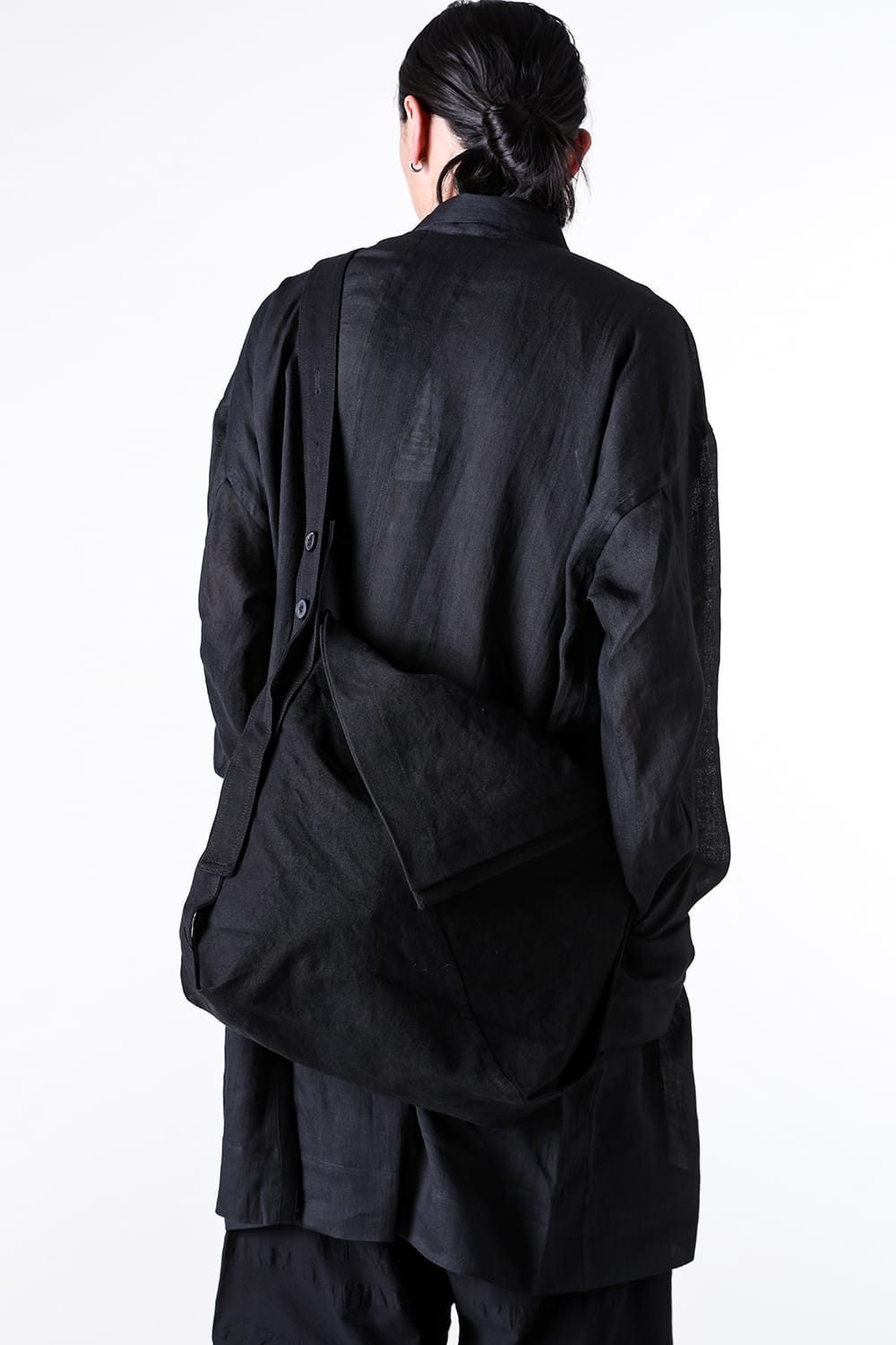 JAN-JANVANESSCHE - 2025SS - Accessories  - Small Carrier Bag With Adjustable Strap （Black） - BAG 39-Paper Cotton Canvas 3-004