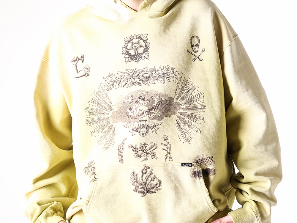 KAMIYA - 2025SS  - G14HD077 - “ADVERTISING ART” Distressed Sweat Hoodie 1-005