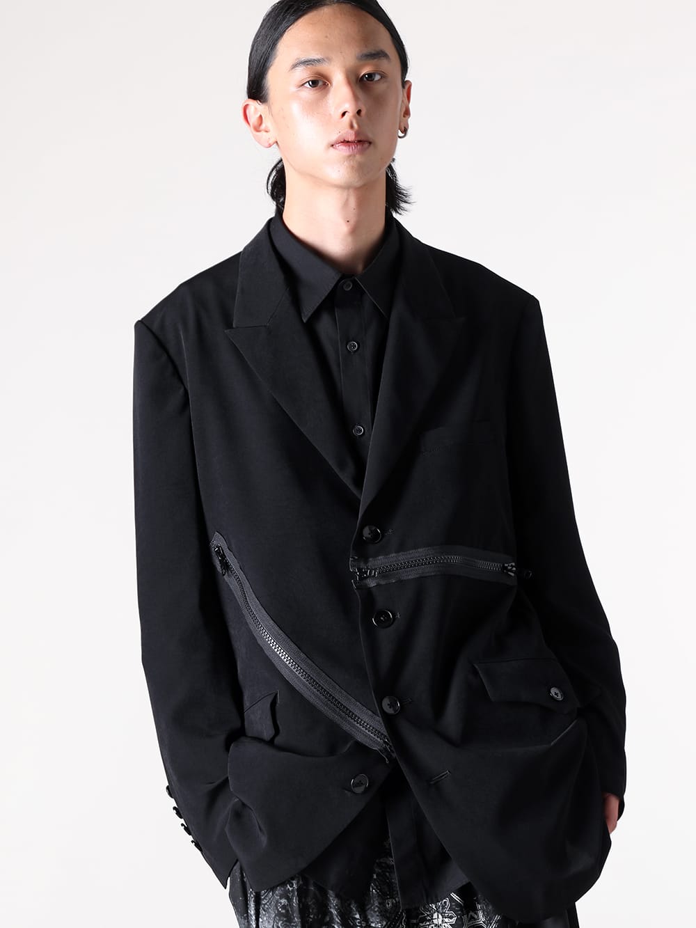Ground Y - 2025SS styling - Front W Zip Jacket （Black） - Jacket with zipper at front - GP-J11-500 - Front W Zip Jacket 1-002