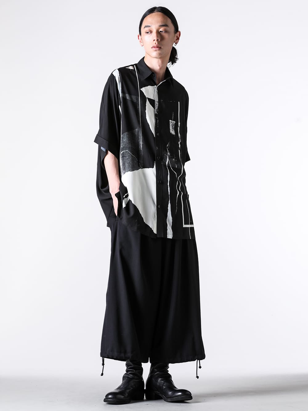 Ground Y - 2025SS - Front Dolman Short Sleeve Big Shirt ARTICLE (White) - Oversized short-sleeved dolman shirt - GP-B11-202 white - Front Dolman Short Sleeve Big Shirt ARTICLE 1-0020