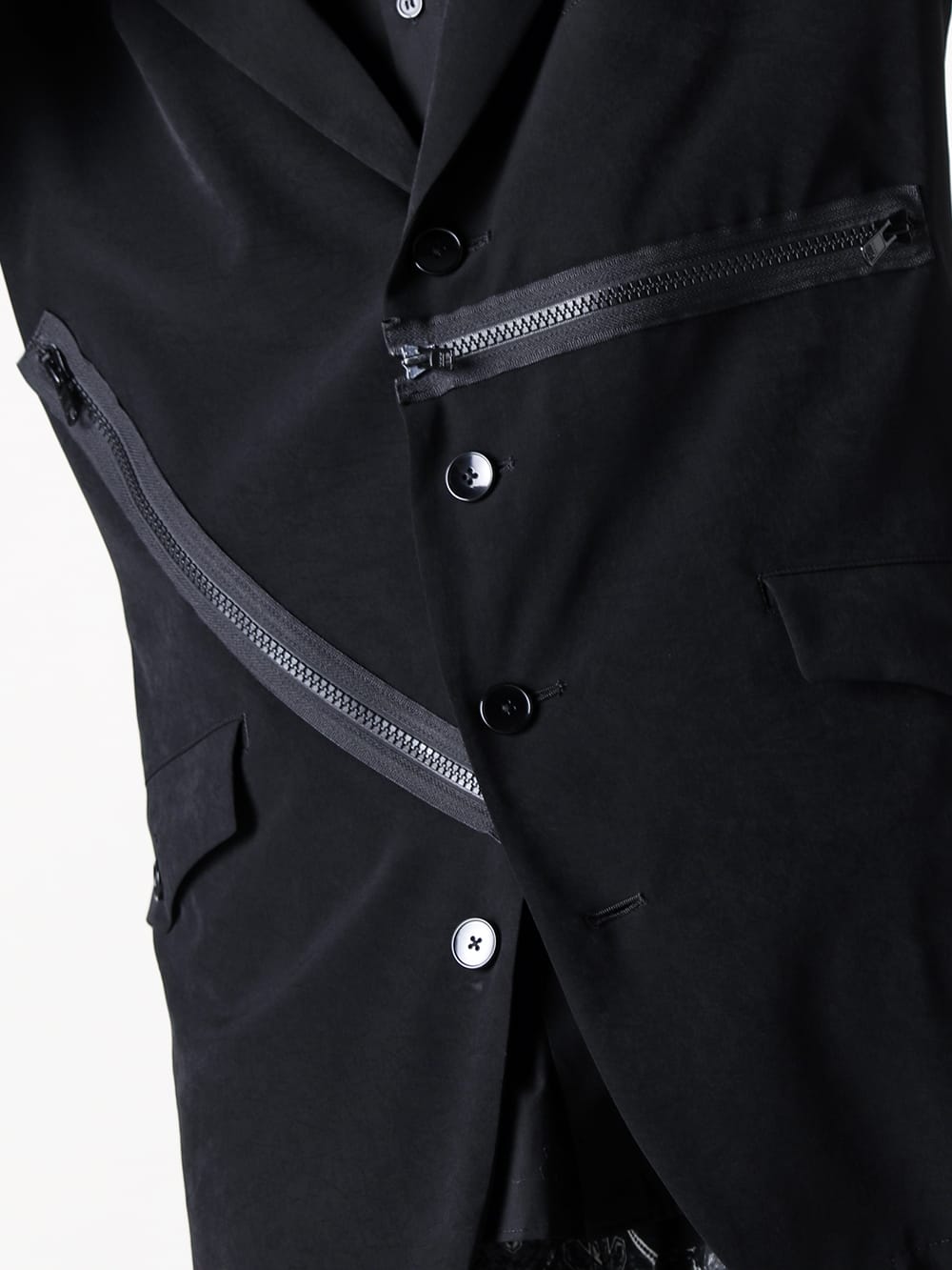 Ground Y - 2025SS styling - Front W Zip Jacket （Black） - Jacket with zipper at front - GP-J11-500 - Front W Zip Jacket 1-003