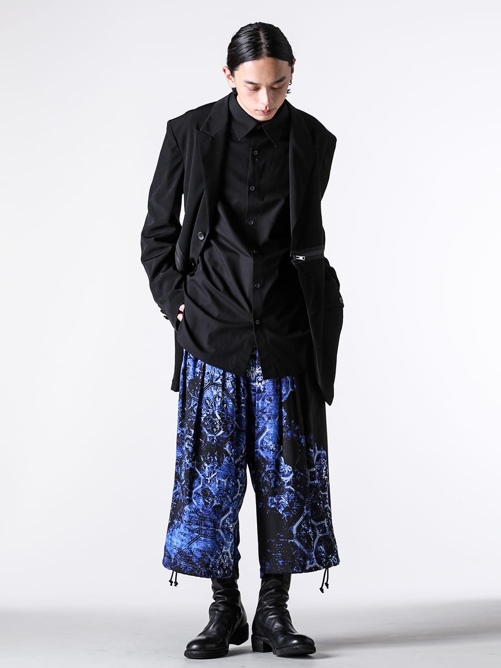 Ground Y - 2025SS - Balloon Pants (Blue) - A balloon trouser with a full-weight feel, which can be enjoyed with a silhouette that moves with the wind - GP-P03-201 blue - Balloon Pants 1-0038