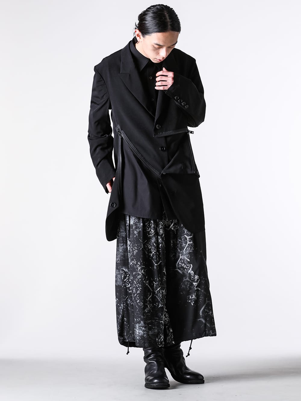 Ground Y - 2025SS styling - Front W Zip Jacket （Black） - Jacket with zipper at front - GP-J11-500 - Front W Zip Jacket 1-004