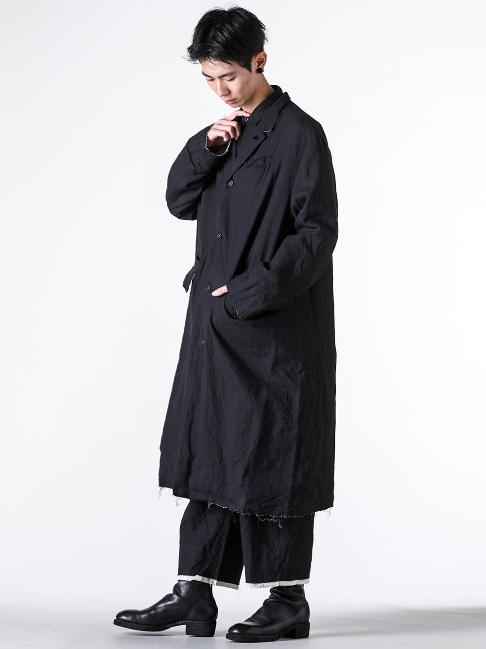 【KLASICA】チェスターコート チェスターコート（Black - #78 黒万筋2016） ｜小倉織｜小倉 縞