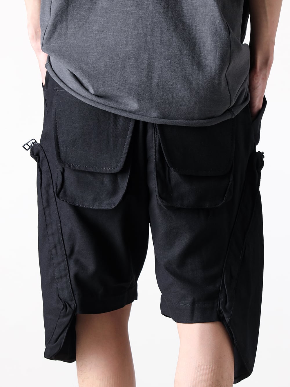 JUSTIN GALL - 25SS - Detailed Introduction and Styling of 5 Bottom Styles, Basic Specifications - JGALL_RAWTSS25-30 - CARGO FLOATER SHORTS (Black) 1-028
