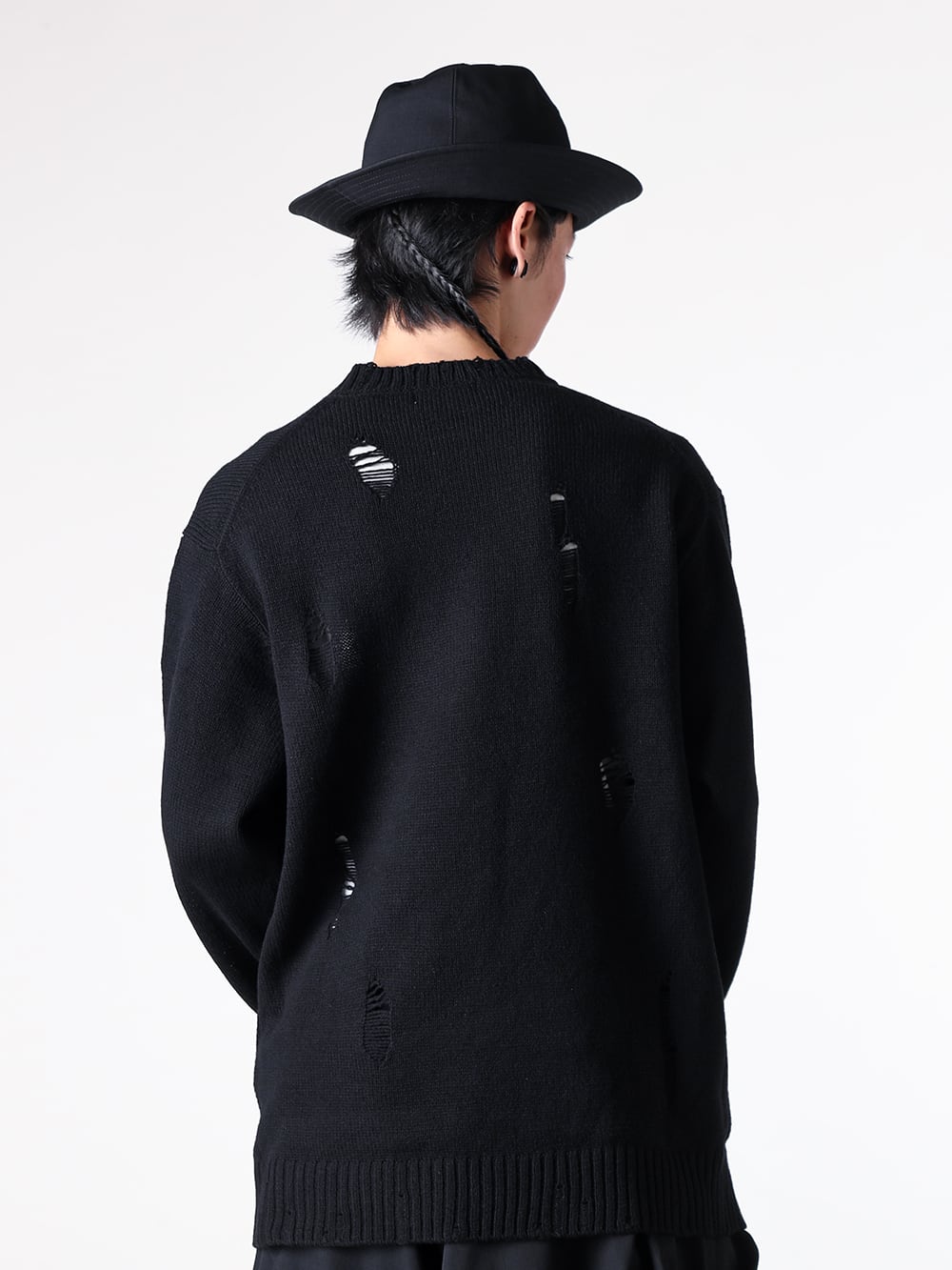 Yohji Yamamoto POUR HOMME - 25-26AW Styling - Top - hl-k03-183 - Needle-less round-neck pullover knit （Black） 1-003