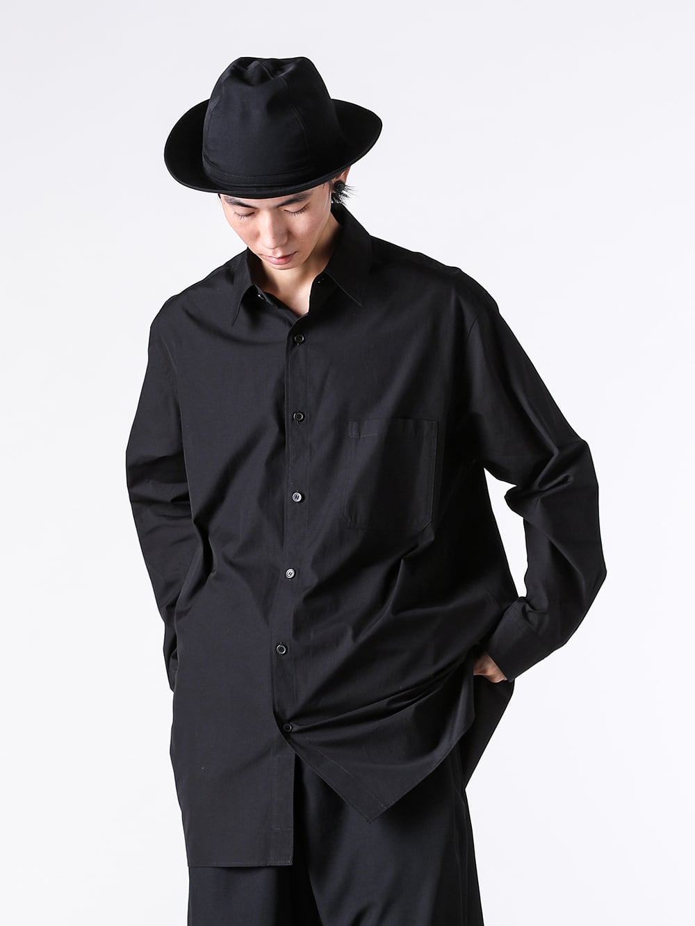 Yohji Yamamoto POUR HOMME - 25-26AW Styling - Top - hl-b01-001 - Standard BIG shirt （Black） 1-003