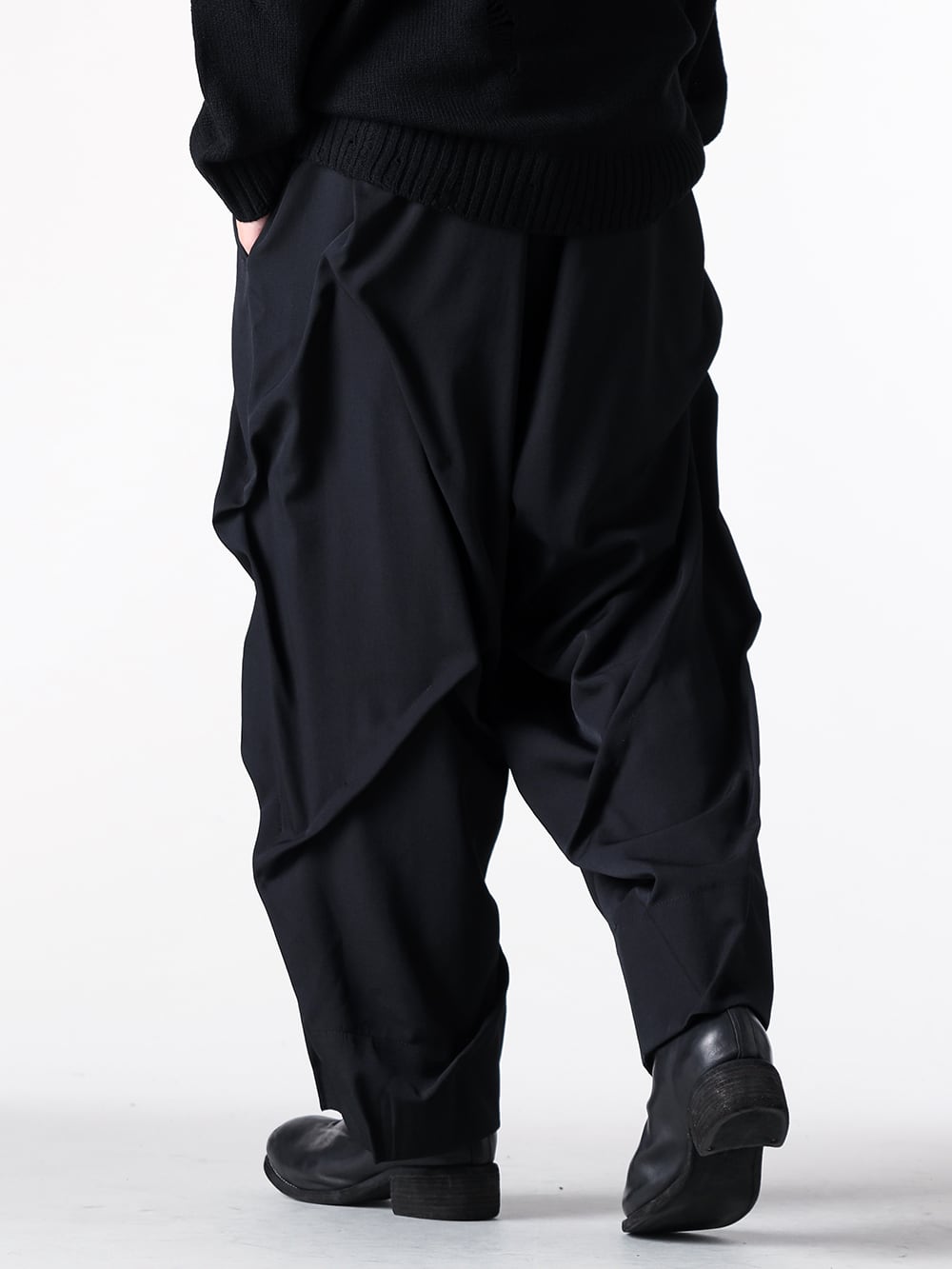 Yohji Yamamoto POUR HOMME - 25-26AW  - Pants - hm-p02-100 - Wool gabardine random tack pants （Black） 2-002