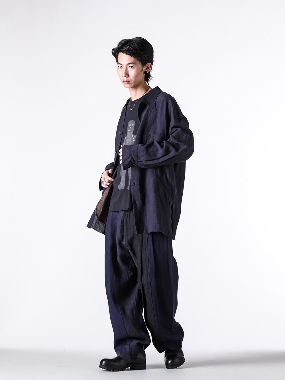 ZIGGY CHEN- 25PF - Tops - 0M2520706 - Oversized Shirt Jacket （25 Mid Night Blue） 1-003