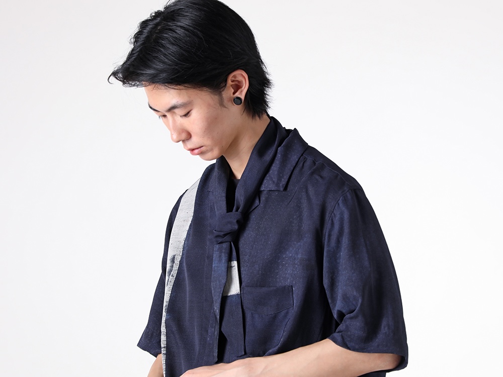 ZIGGY CHEN- 25PF - Scarf - 0M2525001 - Short Silk Scarf （24 Dark Blue） 3-004