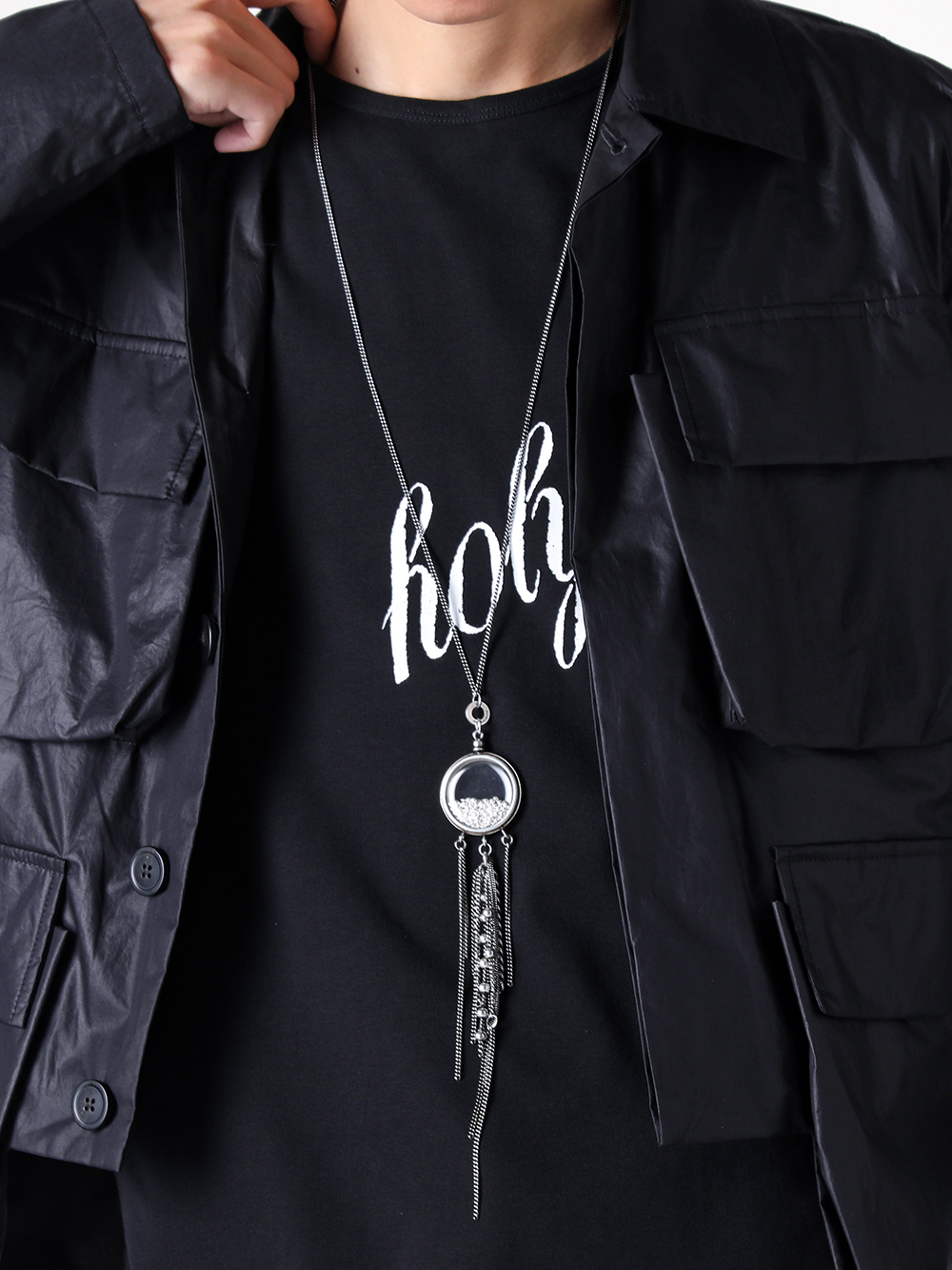Ann Demeulemeester - 25SS - Accessory - SANNE NECKLACE WITH MEDAILLON AND CHAINS （Silver） - CO00-W-JN0045-JW020-070 4-001